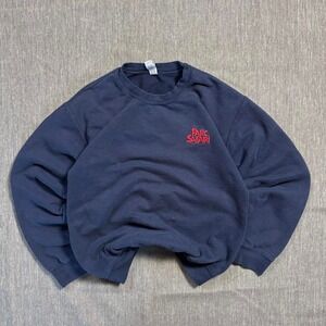 Navy blue Gildan crewneck sweatshirt with red embroidery - S